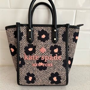 NWT Kate Spade Black and Pink Floral Mini Tote